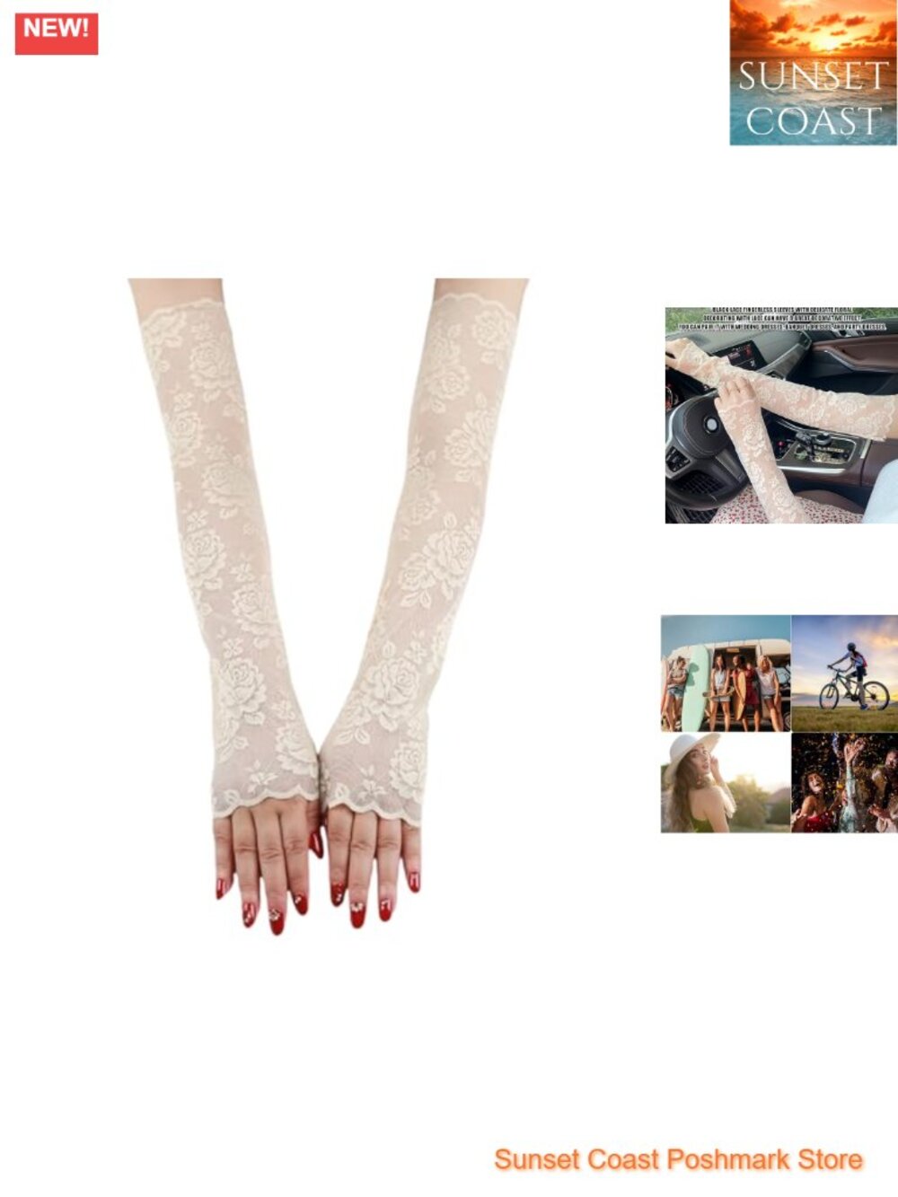 Women's Lace Arm Sleeves UV Protection Sun Gloves Fingerless Driving Gloves